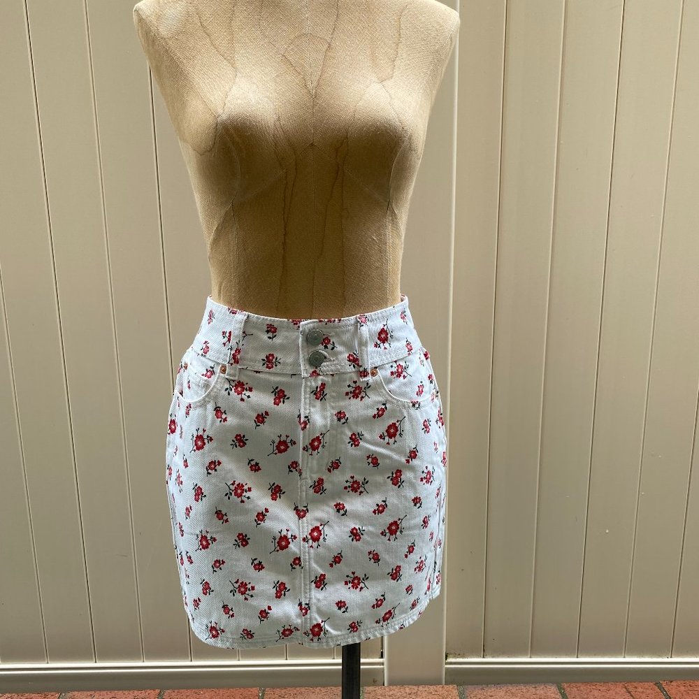 BDG Floral Denim Skirt